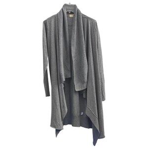 Estelle Grey/Gray Long Open Front Waterfall Cardigan with Long Sleeve Size Large